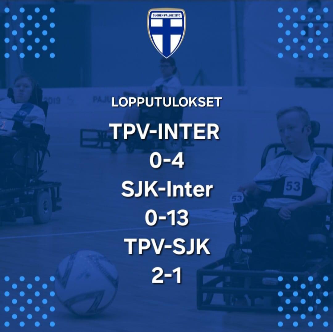 Upean turnauspäivän lopputulokset! ⚽️

💙🖤❤️

#FCInterPowerchair
#PowerchairFootball
#SPTjalkapallo
#jalkapallokuuluukaikille
#sähköpyörätuolijalkapallo
#ParaFootball
#ParaSport
#sähkärifutis
#enemmänyhdessä
#InterActionTurku  
#jalkapalloajokaiselle
#respect