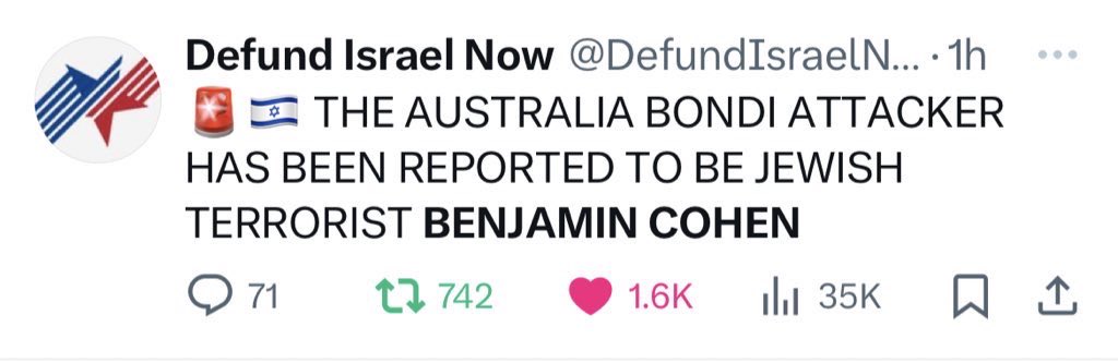 Oooh tea is boiling hot...

Latest update, that 'terrorist' is jewish. HAHA i bet all zionists is having seizures because they can't blame Muslim anymore 🤣

Tips: You can listen to Zionist but don't TRUST them 😌

#bondiattack #ZionistsTerrorists #ZionistsAreNatzis