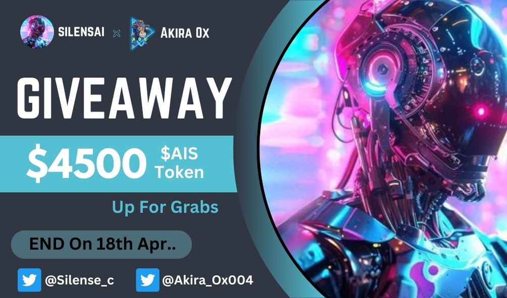 😍Silensai x Akira Ox #Giveaway🥳

🏆Prize Pool ---- 4500$ Worth of $AIS  For 400 Winners 🥳

To Enter👇
✅Follow <a href="/silense_c/">Silense</a> &amp; <a href="/Akira_OX004/">Akira OX 🟡</a>
✅Like❤️,RT &amp; Tag 3 Friend
✅Join t.me/silensai
✅Comment Your Metamask Address

⏳ Ending Time: 18th APR.

#Airdrop #Bsc