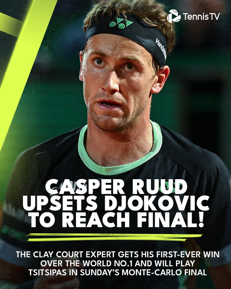 BIGGEST CAREER WIN 🙌 @CasperRuud98 earns a 6-4 1-6 6-4 victory for his first-ever win over a Top 3 player #RolexMonteCarloMasters