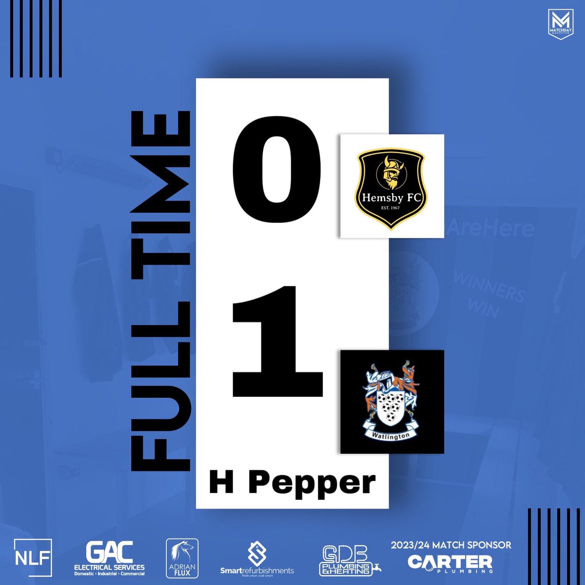 1-0 win but definitely wasn’t deserved, our worst performance in the last 3 years. Credit to @HemsbyFC20 for turning up and should have took something from that game. But a bin is a bin 🤷🏽‍♂️ 1 more point needed to be crowned champions 😉#wattytakeover #wattyboys #andstill #21and0