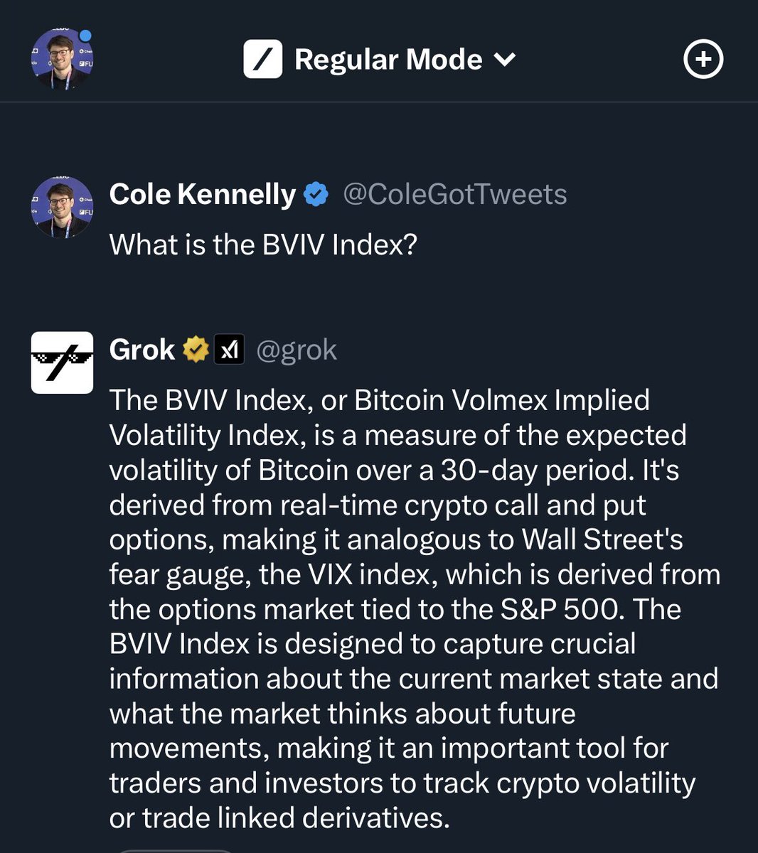 👏 @volmexfinance $BVIV Index overview via @grok AI