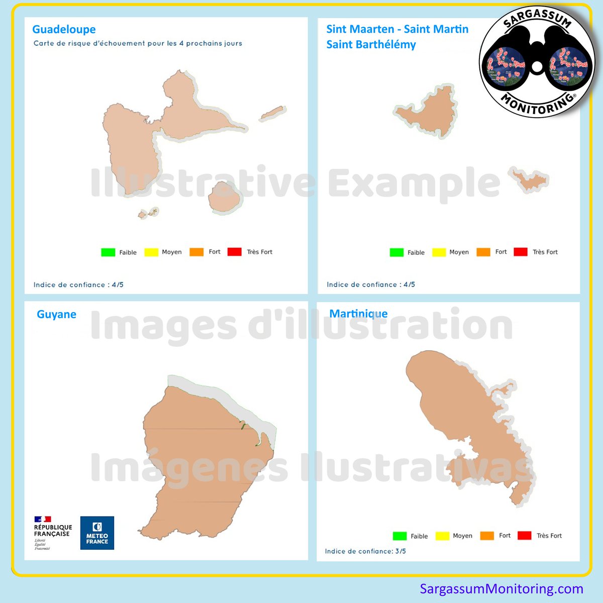 Latest Forecast #FrenchAntilles on our website:

sargassummonitoring.com/en/meteo-franc…

 #sargasse #sargazo #sargassum #sargassummonitoring #Guadeloupe #Martinique #SaintBarth #SaintMartin #SintMaarten #MarieGalante #Guyane #Guyana #antillesfrancaises #surveillancesargasses #monitoreodesargazo