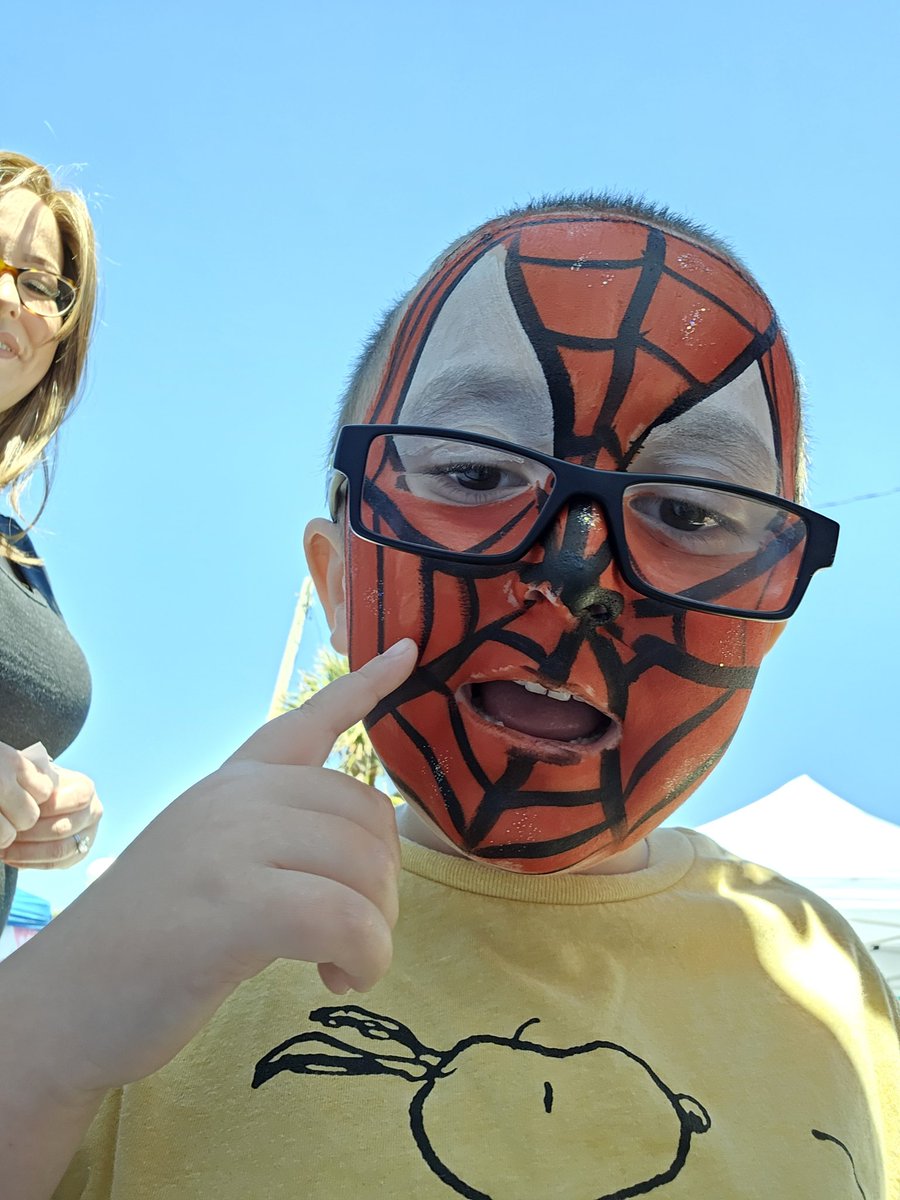 Big milestone for Rylan today! With his autism he also has sensory issues and hates anything wet being on him. Today he asked for his face to be painted as Spider-Man and loved having it done! Go Rylan! #Autism #BeKind