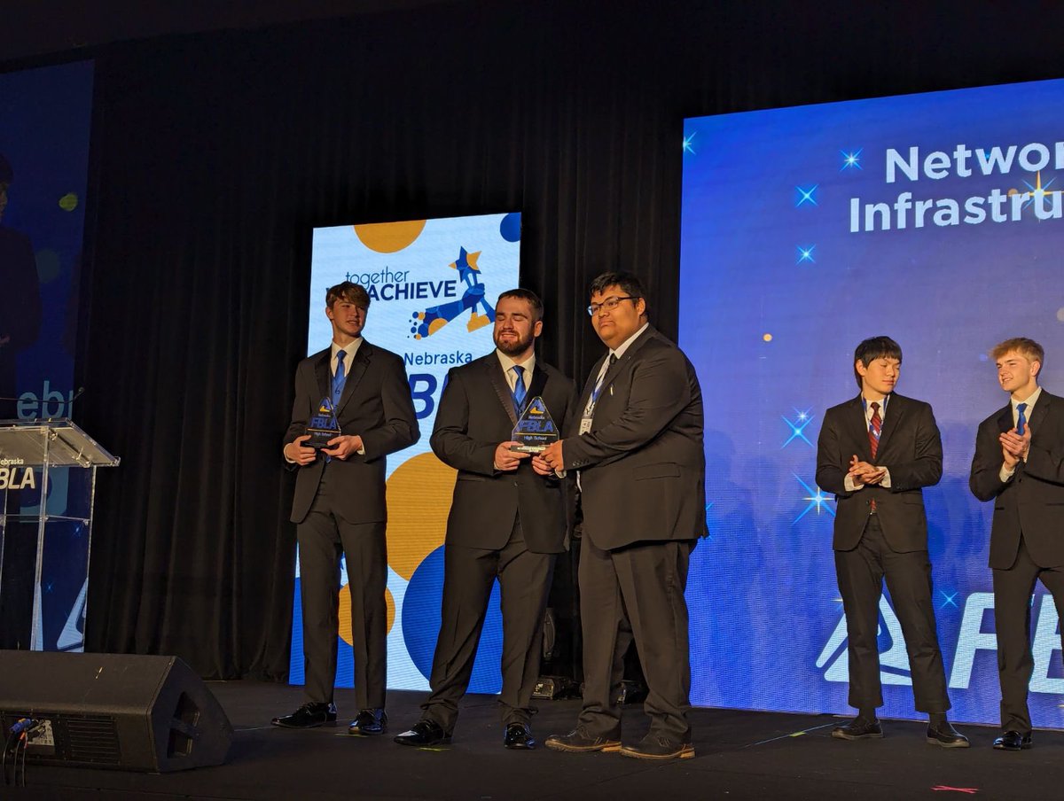 We have had a very successful SLC! 🏆🎉 <a href="/NebraskaFBLA/">Nebraska FBLA</a> <a href="/GIPublicSchools/">GIPS</a> 
Congratulations to:
Kevin &amp; Issac - 1st - Network Design
Issac Salazar - 2nd - Network Infrastructure
Kevin Parra-Vazquez - 5th - Network Infrastructure
Reagan Kort - 6th - Intro to Business Communications