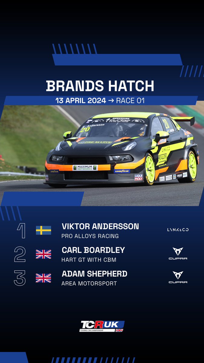 🇬🇧 @tcr_uk_series Race 1 result at @brandshatchofficial 🙌 #TCRSeries