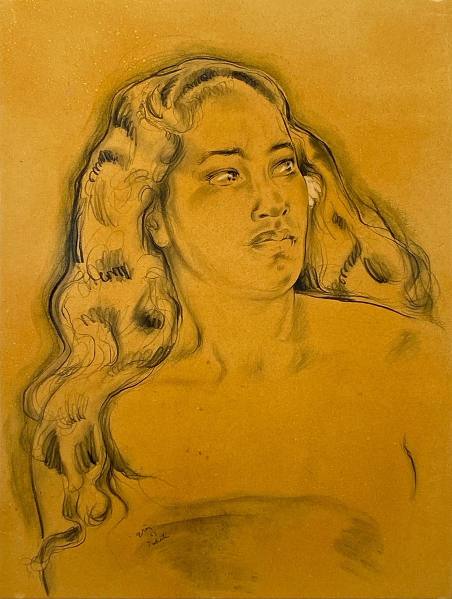Serge Gres #portrait of a #tahitian woman #art #workonpaper #drawing
