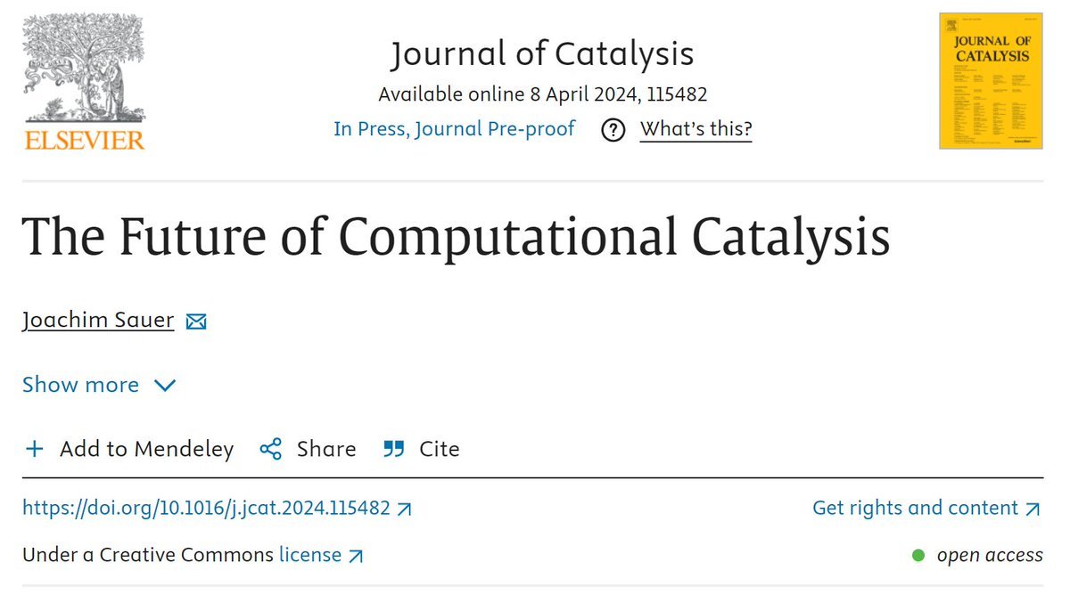 The Future of Computational Catalysis by Joachim Sauer sciencedirect.com/science/articl…