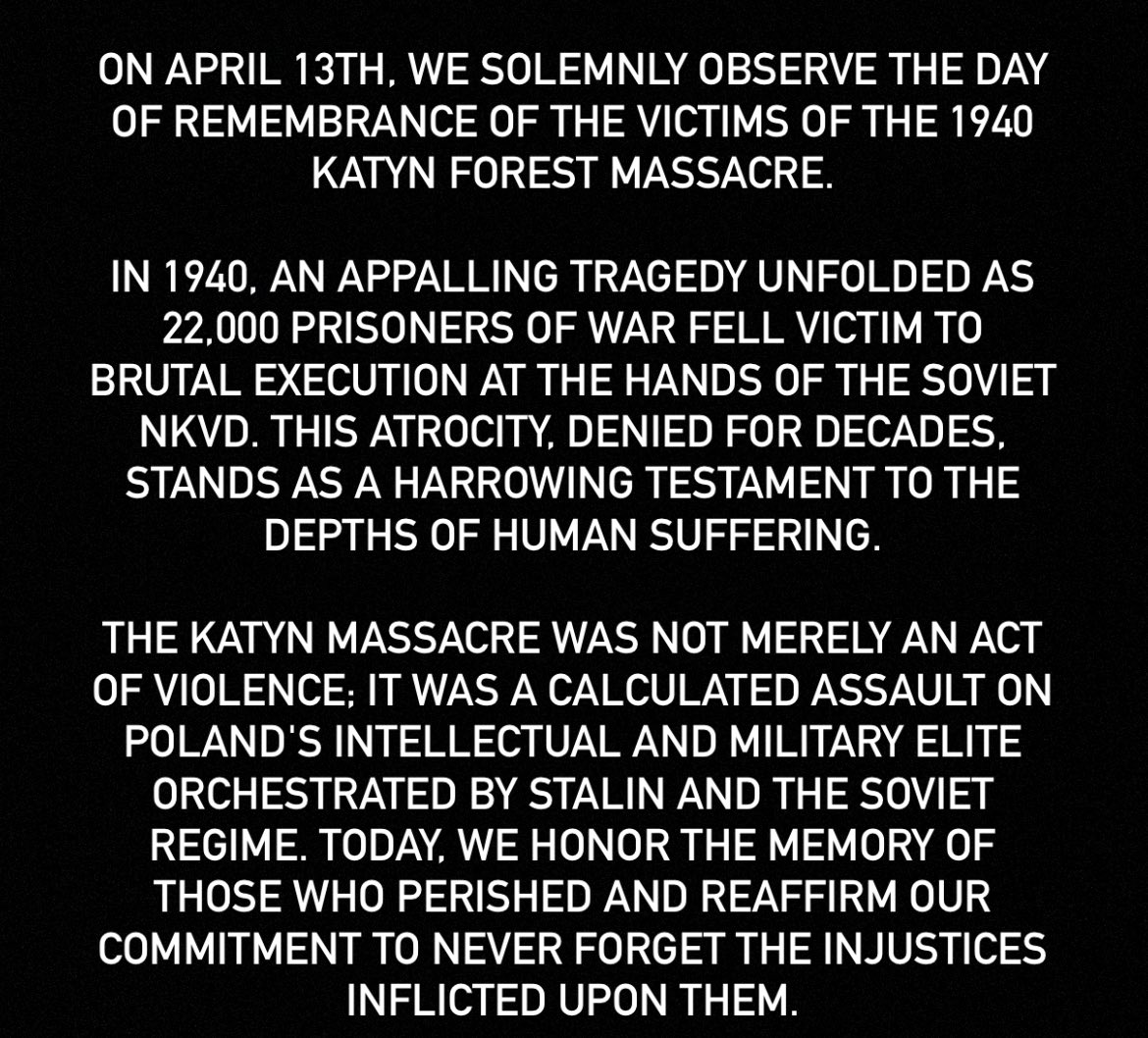 On April 13th, we solemnly observe the Day of Remembrance of the Victims of the 1940 Katyn Forest Massacre.
#warsaw #warszawa #poland #polska #katyn #katynmassacre #sovietunion #sovietcrime