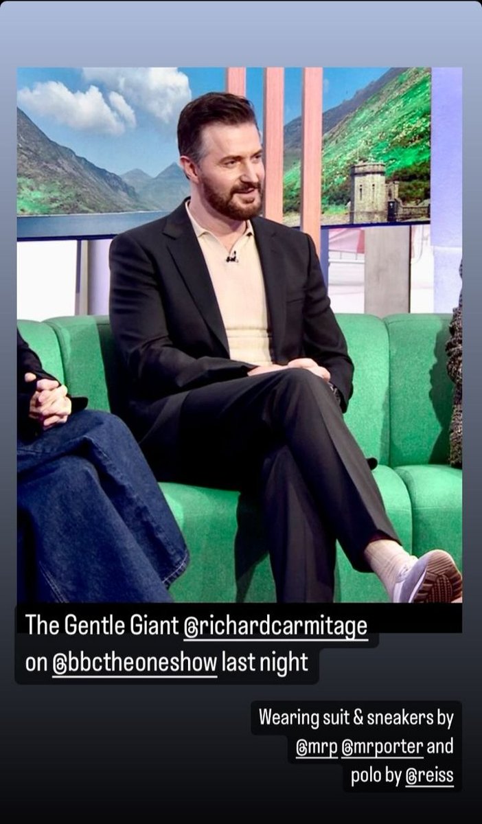 From @KennyHoStylist IG stories, #GentleGiant  #RichardArmitage  during BBC The One Show promoting #RedEye  ⤵️

instagram.com/kennyhostylist