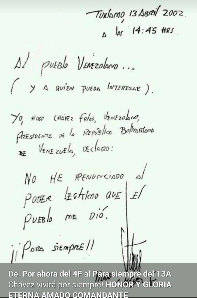 Honor y Gloria eterna a Nuestro Líder fundamental...Del Por ahora al Para Siempre! Amado Comandante Chávez un honor haberte conocido y servido! Vivirás por siempre en el corazón del pueblo venezolano, que te rescató el glorioso 13 de Abril de 2002!
