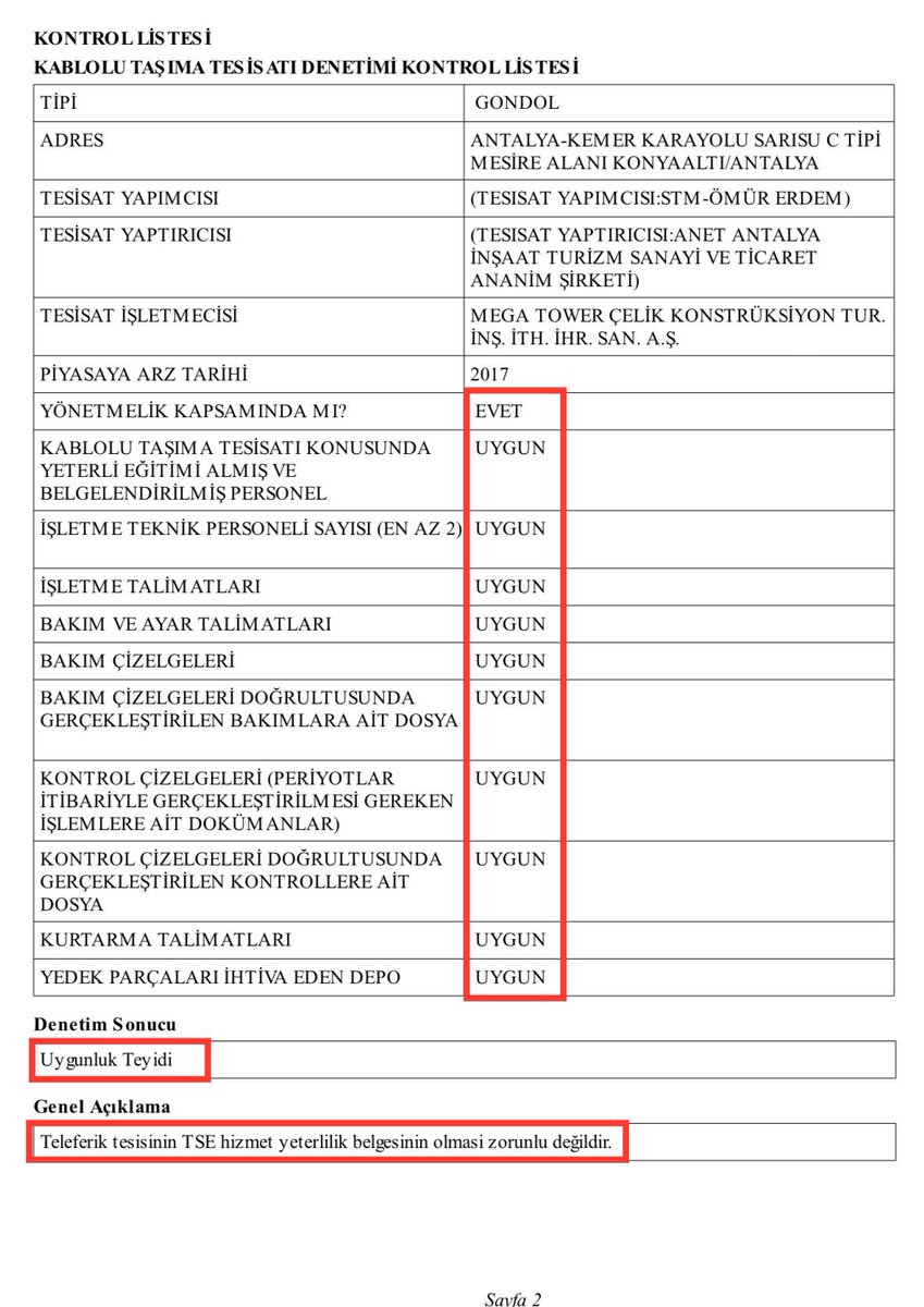 Sanayi ve Teknoloji Bakanlığının; Kaza yaşanan Antalya’daki teleferik tesisinin bakımını yapan şirkete verdiği onay belgesini paylaşıyorum. Kaynak: Sanayi ve Teknoloji Bakanlığı Resmi Belgesi⬇️