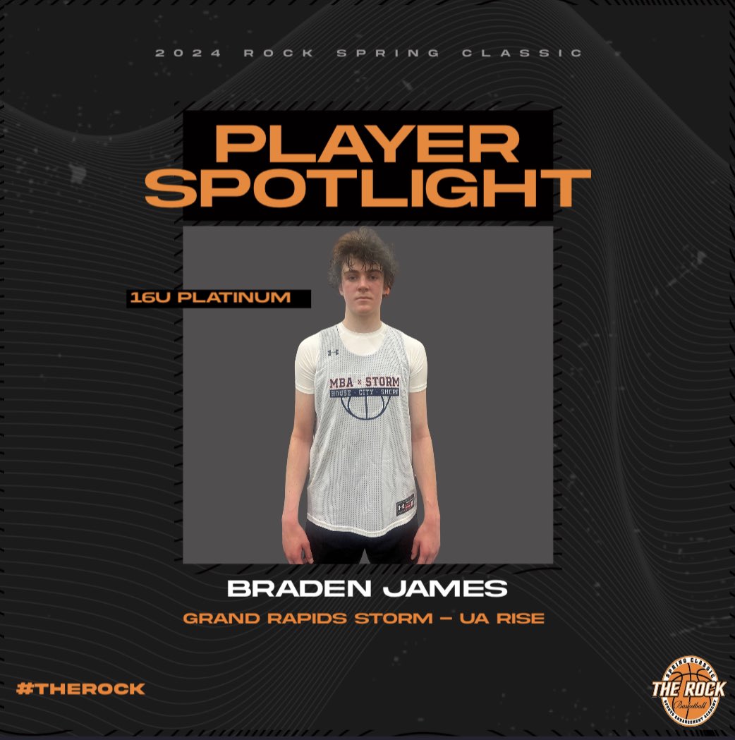 🚨PLAYER OF THE GAME🚨 2026 Braden James had a solid all around game for @grstormbb - UA Rise, scoring 13pts in their win over Wi Playground Club - UAA. 📍 - @SEAFacilities #TheROCK