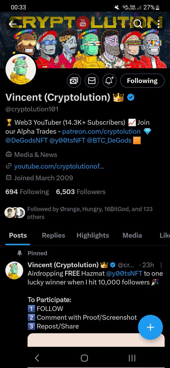 sollenaar's tweet photo. @cryptolution101 @y00tsNFT @cryptolution101 Loyal listener to your youtube vids from the beginning bro 🫡 https://t.co/adxNlaxYU1