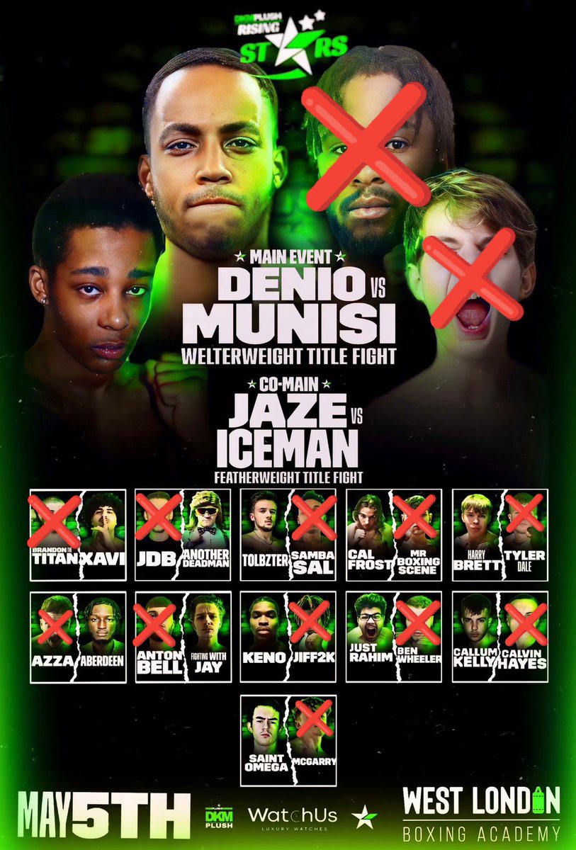 🚨My predictions for @DKMRisingStars May 5th 🚨 @H1Denio - UD @JAZEOFFICIAL1 - TKO @NoFilterXavii - SD @DeadmanAnother - UD @RealTolbzter - KO @CalFrostZone - KO 1st round Harry - UD aberdeen- SD @jay_fighting - TKO @Ashleykeno17 - SD @JustRah1m - KO @CA11UMK311Y - TKO Saint…