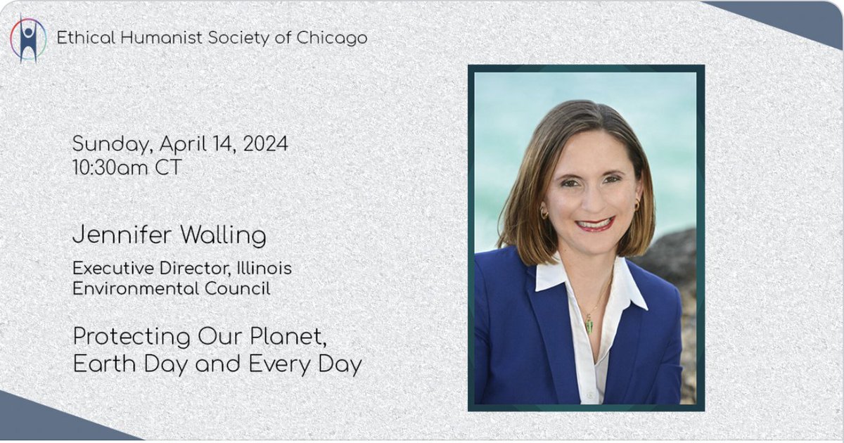 Come hear @jencwalling @ilenviro address some of Illinois’ top #environmental issues at free event at Ethical Humanist Society of #Chicago tomorrow morning in #Skokie. @americnhumanist @ethicalhuman #EarthDay