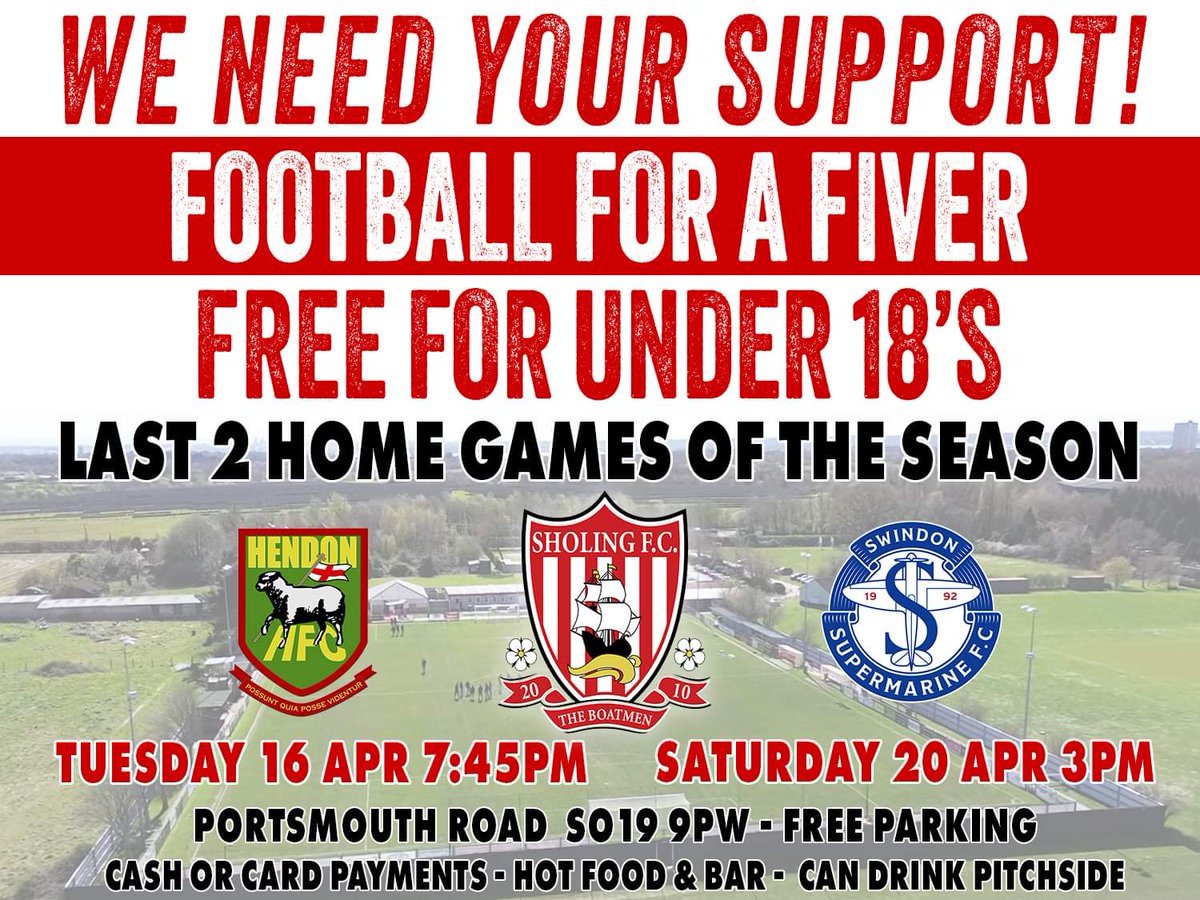 Big week ahead, two home games.  Adults £5, Free U18s.  Come down the Imperial Homes Stadium & roar on the Sholing !  #uptheboatmen 🔴⚪