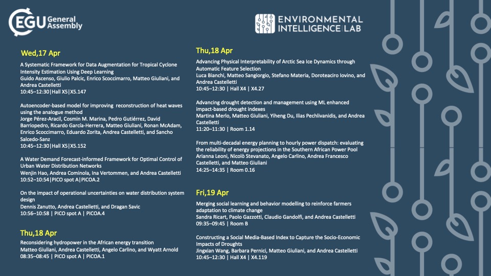 hydroaholics's tweet photo. The @eiPolimi contributions for #EGU24 - hope to have many interesting interactions https://t.co/5XGX2TaaNT