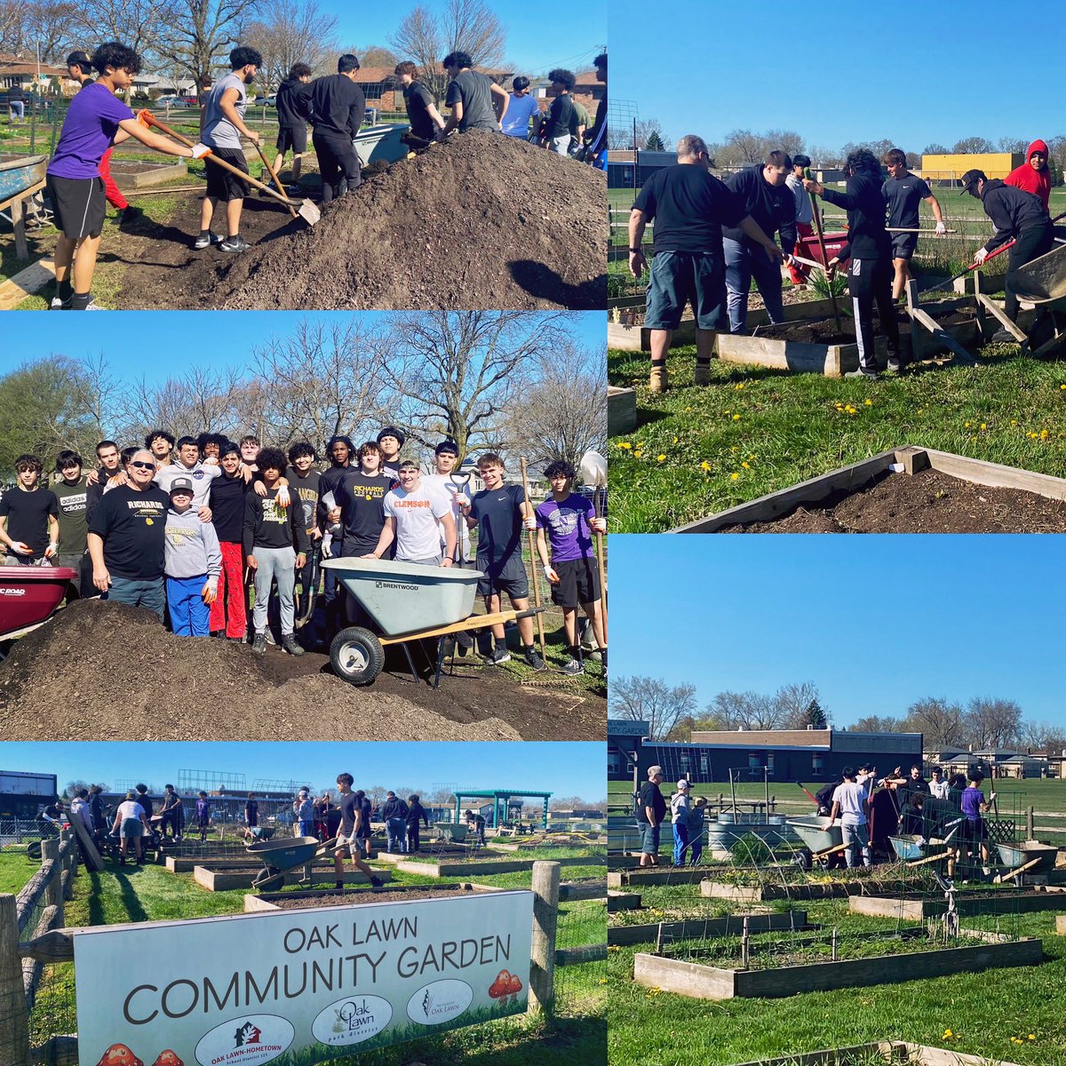 Beautiful day to give back to the community! @HLR_FOOTBALL doing some volunteer work this morning at the Oak Lawn Community Garden #givebacktothecommunity #NONEBETTER #BULLDOGTOUGH 🏈🐾🐶