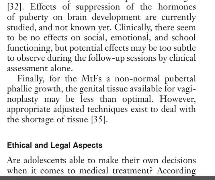 @MoilanenAnne @PekkarinenElina @anunou @Lapsiasia @HSKuukausiliite 'Finally, for MtF non-normal pubertal phallic growth, the genital tissue available for vaginoplasty may be less than optimal.'
@Lapsiasia 
eikö lapsen ihmisoikeus pitäisi olla että hän kasvaa ehjäksi kokonaiseksi aikuiseksi ilman kemiallista mutilaatiota?
onlinelibrary.wiley.com/doi/full/10.11…