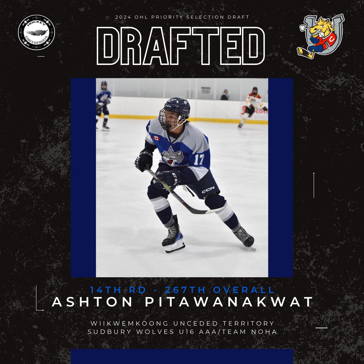 With the 267th overall pick in the 2024 OHL Priority Selection Draft, the Barrie Colts select Wiikwemkoong Unceded Territory own Ashton Pitawanakwat! 

Congratulations, Ashton! 🏒