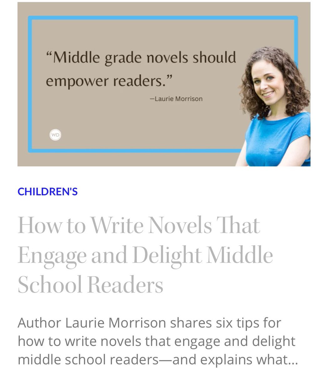 If you want to write & publish #upperMG novels, check out the piece I wrote for @WritersDigest, which includes a working definition of upper middle grade, my top six tips, & shoutouts to Rebecca Stead, @Barbaradee2, @ThatMGBookChick, & @ChadGALucas! writersdigest.com/write-better-f…