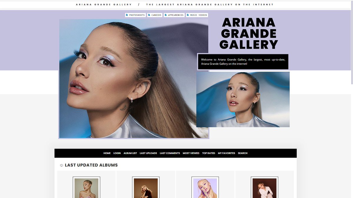 ⭐️Latest Onliner  
🖥️Responsive Coppermine Theme
🌐arianagrandegallery.sosugary.com