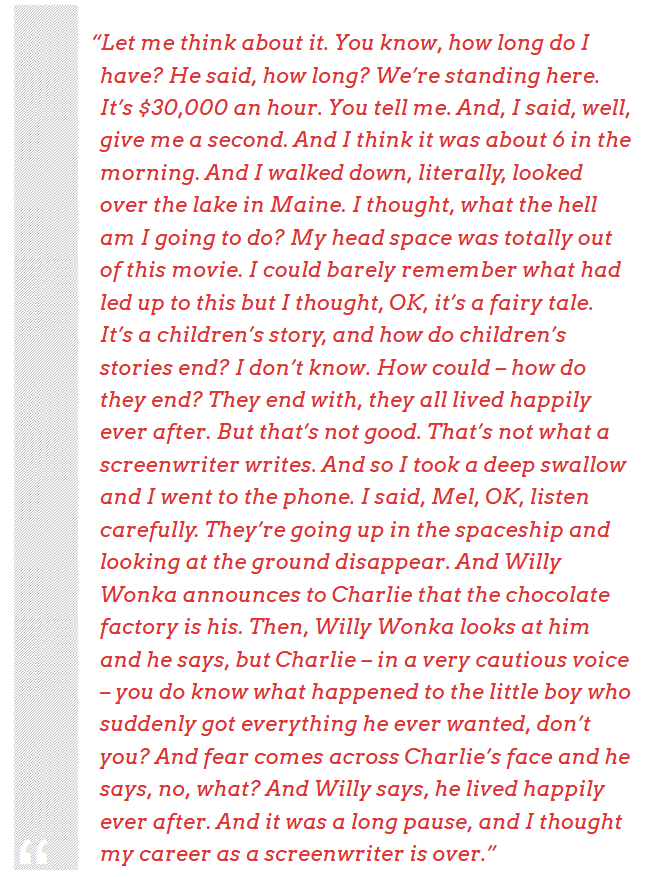 SamNChiet's tweet image. One of the most baffling creative stories of all time is how the ultimate line of Willy Wonka (1971) was written on vacation, over the phone, on a whim at the last fucking minute, while everyone on set waited