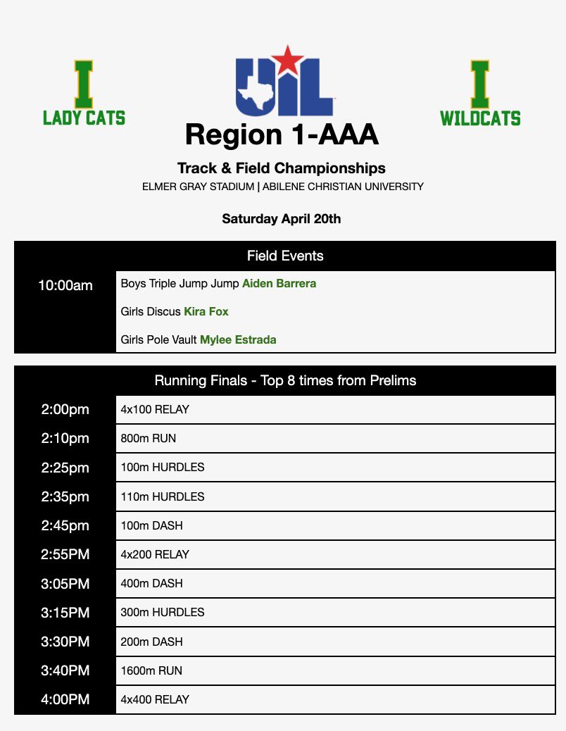 🔋KELLY GREEN all over the Regional Schedule