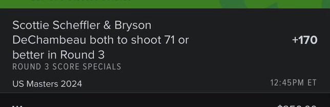 My favorite Masters bet today! 💰