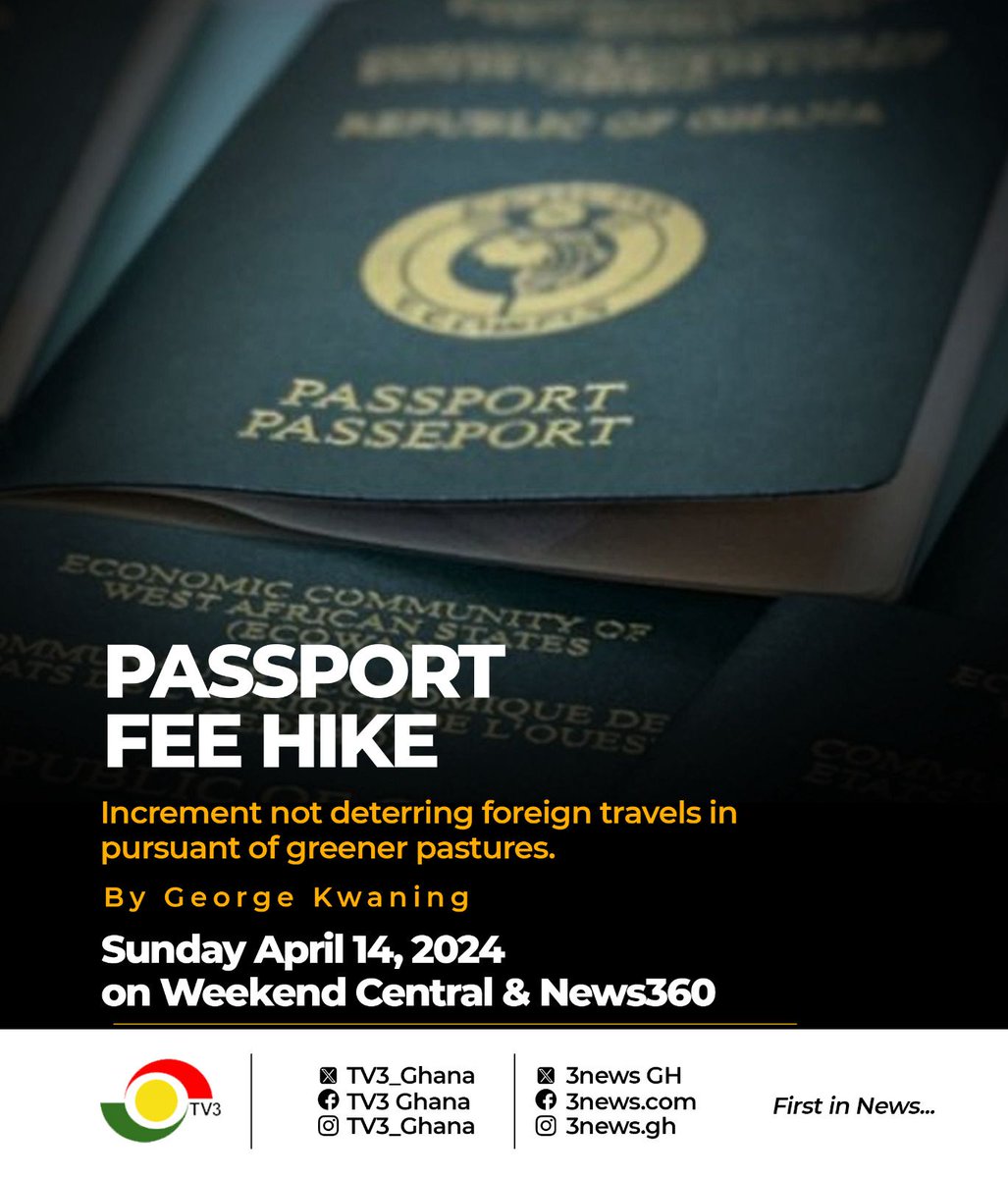The increment in passports prices is not deterring people from pursuing greener pastures. Join us tomorrow on #WeekendCentral at 12pm and #News360 at 7pm. 

#3NewsGH
