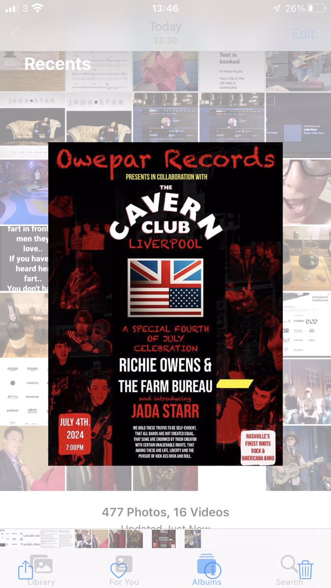 ericrupertbass's tweet photo. @cavernliverpool poster dropped today for Jada Star and Richie Owens and the Farm Bureau gig on the 4th of July!! The bands consist of Bob Ocker on guitar, me on bass , Moon Sauce on drums, Sam Coates on keys!!! Book your tickets is gonna be a wild ride. #cavernclubliverpool https://t.co/AgpmE65KBR