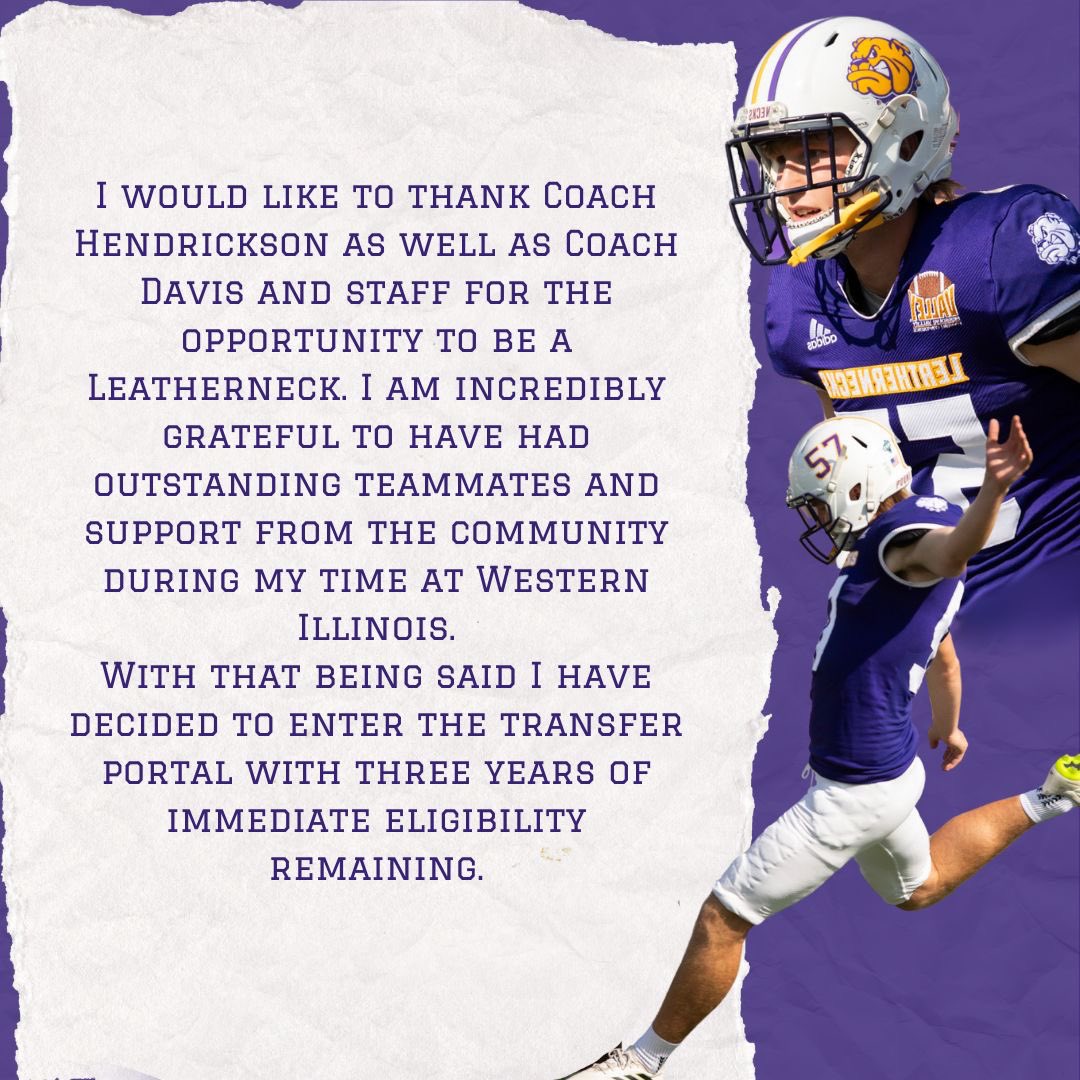 True freshman starter looking for an opportunity in the transfer portal. Thank you Western Illinois!