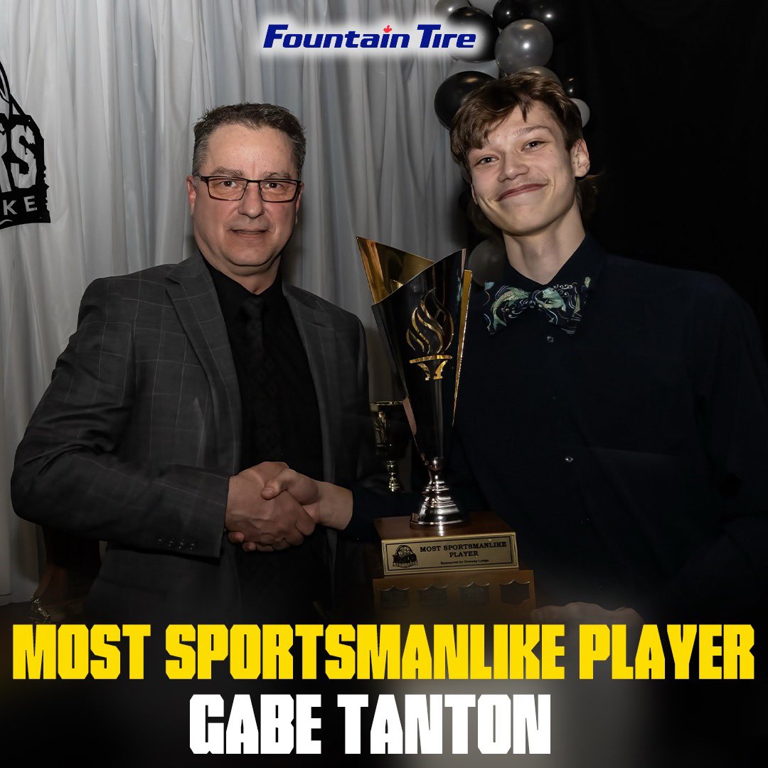 MOST SPORTSMANLIKE | Sponsored by Fountain Tire, the 2023-2024 Red Lake Miners Most Sportsmanlike player is… #27 Gabe Tanton! #MinerFamily | #TheHardWay⚫️⛏️🟡