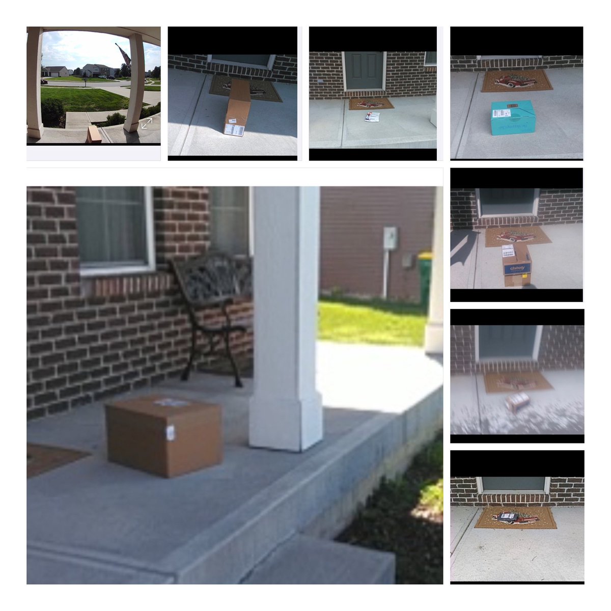 JilliCali's tweet photo. @FedEx is so bad at their job that I have a file on my phone called “FedEx is the Worst” There is a bench and four pillars in front of my house, y’all are like “Nah. We’re gonna just put it right here where everyone can see it.” Here’s some highlights. https://t.co/TJMgs9ch4p