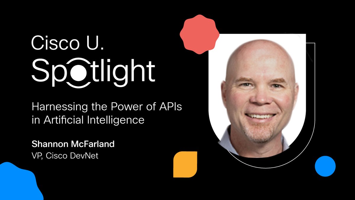 Join DevNet VP, Shannon McFarland, for his session diving into the critical role of #APIs in the rapidly evolving field of #AI at Cisco Training and Certification first-ever Spotlight live stream! 👉 Registration is free: cs.co/6044w1Pp