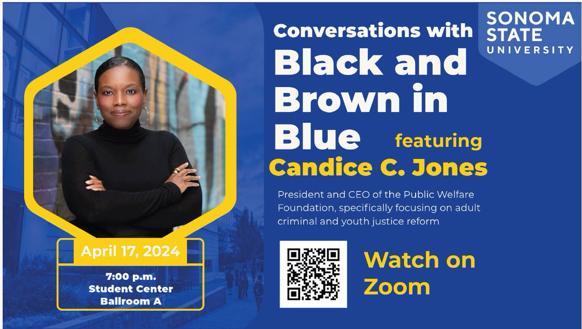 Join us at Wednesday, April 17th at 7pm in person or zoom @SSU_1961 as we discuss how to invest in transformative approaches to criminal justice with Candice C. Jones of @PublicWelfare Foundation in Washington DC.