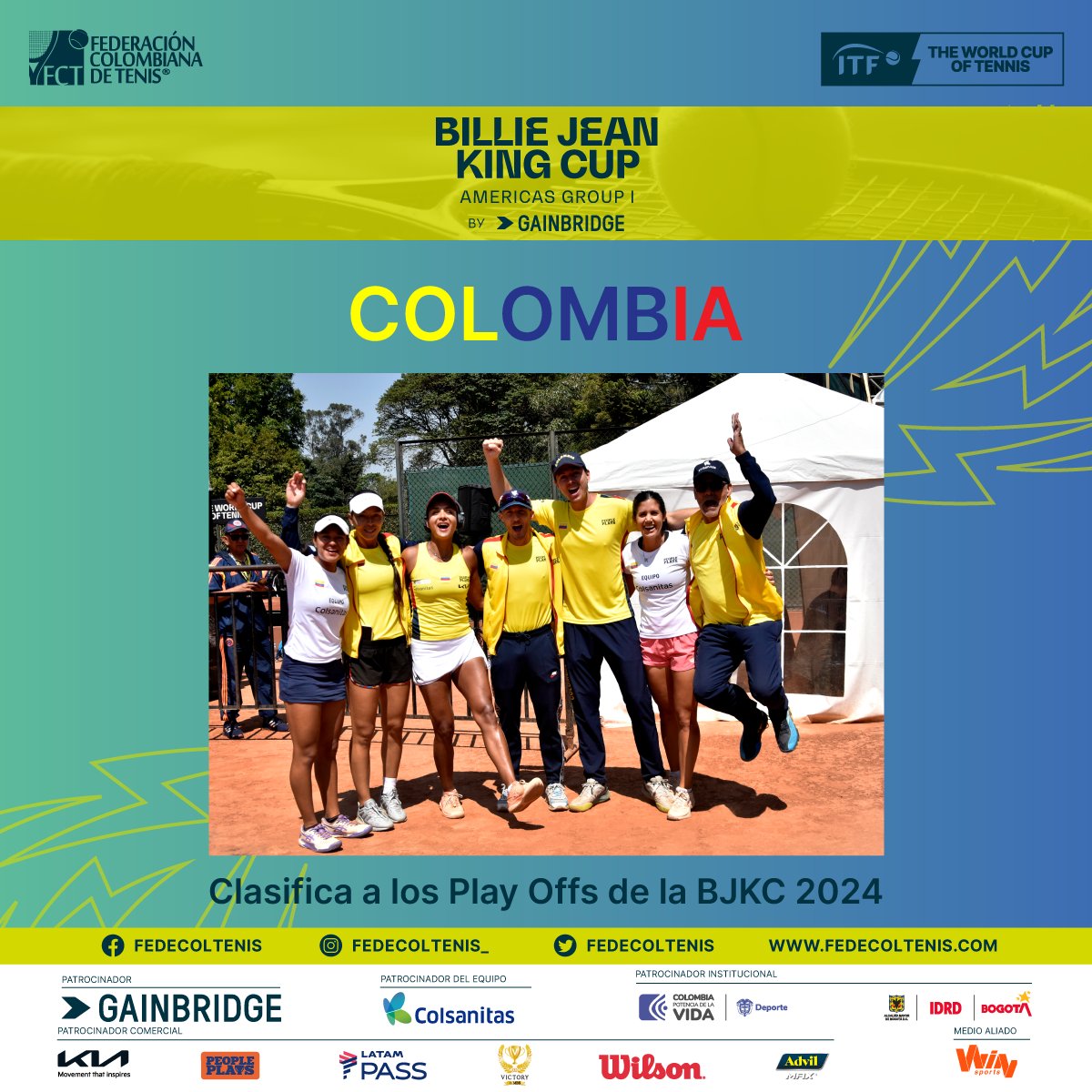 CLASIFICAMOS ❤️❤️❤️✨️
Nuestra Amada Colombia 🇨🇴 pasa a los Playoffs de la Billie Jean King Cup 🏆 2024 , emocionantes momentos por parte del equipo Colombiano ✨️

Gracias Colombia grande mi país 

#Todassomostenis #Tendencias #Tenis