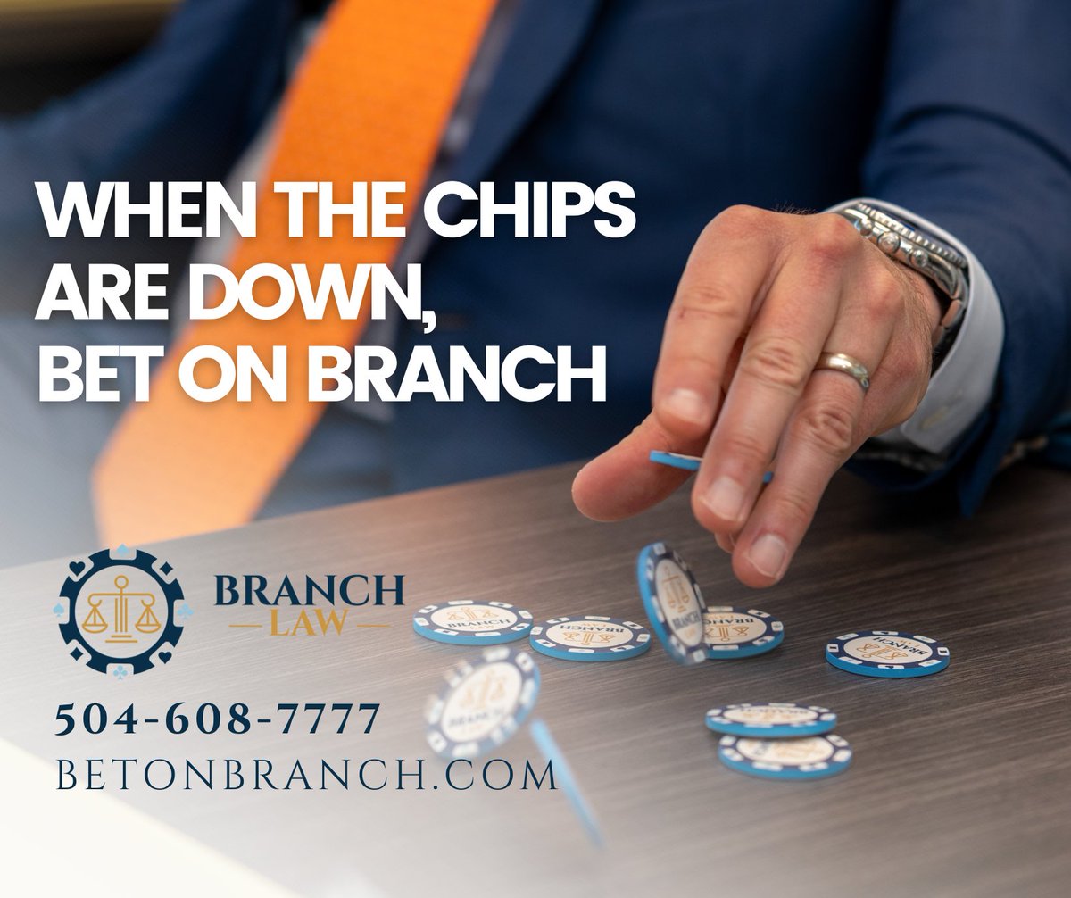 When the chips are down - Bet on Branch ! 
504-608-7777
betonbranch.com
#branchlaw #betonbranch #NewOrleansLawyer #CarAccidentLawyer #personalinjurylawyer