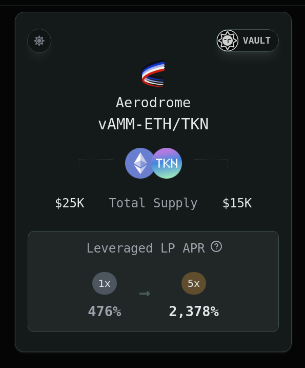 🎴 New Lending Pool A lending pool has been added for the ETH/TKN @aerodromefi pair. ☀️ Autocompound LP ☀️ Farm with leverage ☀️ Lend & borrow ETH and TKN on @base Over $40K in supplied ETH and TKN is available to borrow in this new lending pool. cc @TokenDao_