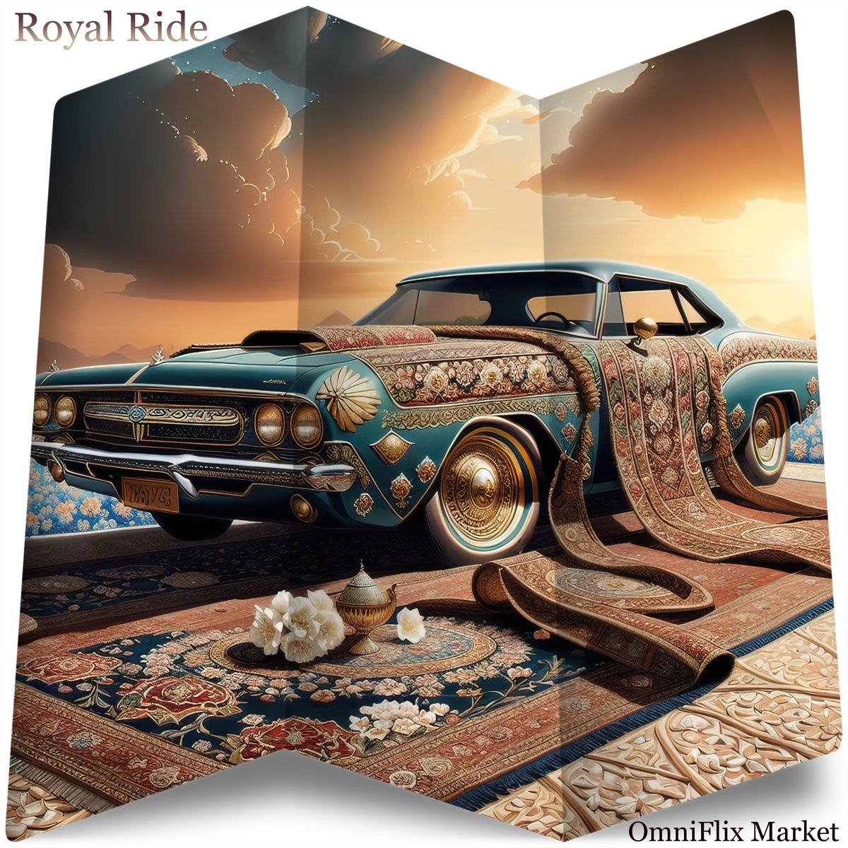 We love cars 🚘
We love textile arts 🧵
We have a new collaboration for you with @sepidehsahebdel  
🗞️👉 special thank you 🎁 for anyone who collects a Royal Ride 👑 on @OmniFlixNetwork 
#thechronicles $FLIX
