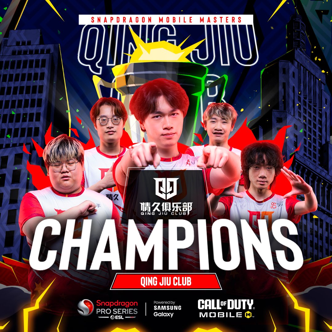 👑 CONGRATULATIONS! 👑 Meet your #SnapdragonMobileMasters 2024 Champions - Qing Jiu Club (Q9) 🏆 An incredible season and a well-deserved victory! 🥳 #IgniteVictory #FagulhasdaGlória