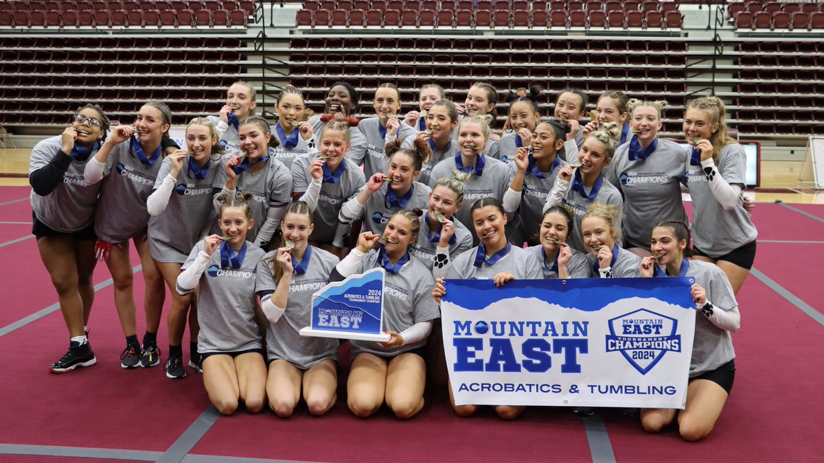 The 2024 Mountain East Conference Acrobatics & Tumbling Tournament Champions ... the Frostburg State Bobcats