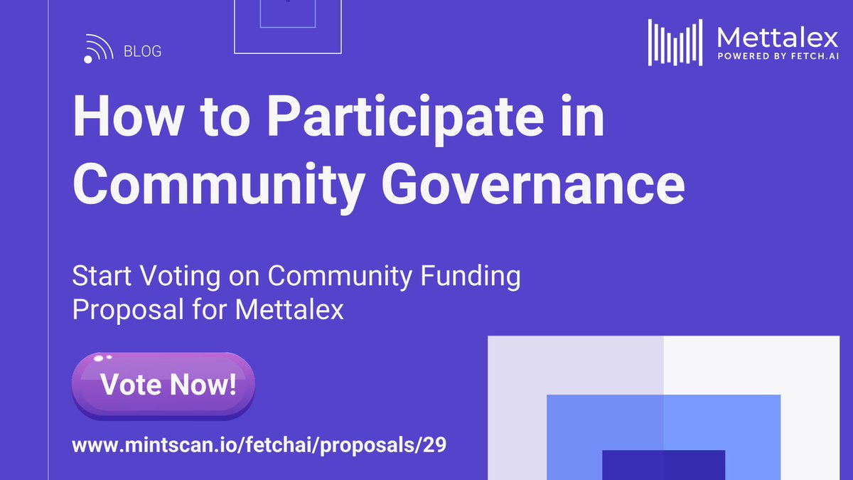 🚨3 Days Left!🚨 🔥Assemble Mettalex Community! It is Time to show our Unity!🗳️ 💪Cast your vote on our Community Funding Proposal now! on mintscan.io/fetchai/propos… 👀Need guidance on how to vote? Check out our latest blog!👇 medium.com/mettalex/how-t…