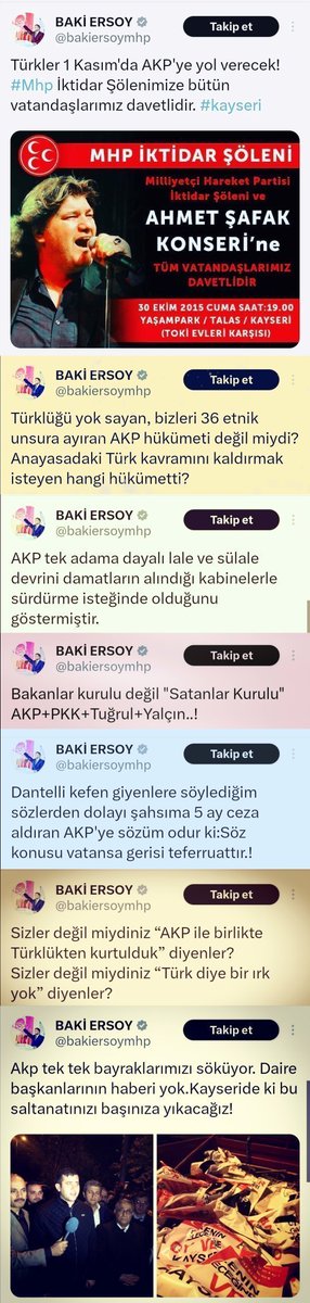 MHP Milletvekili Baki Ersoy'un @bakiersoymhp, Ak Parti hakkında yazdıkları.