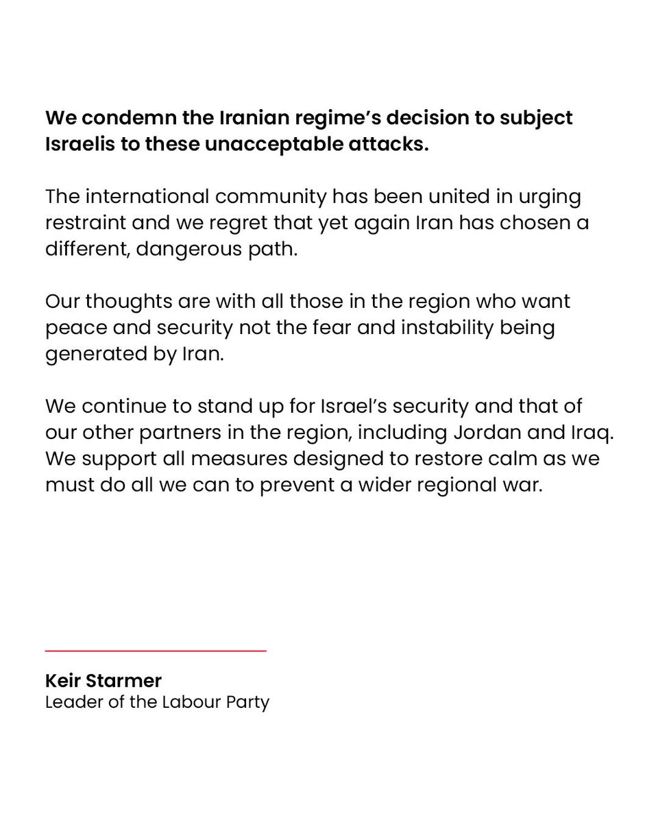 My statement on the Iranian regime’s attack on Israel.