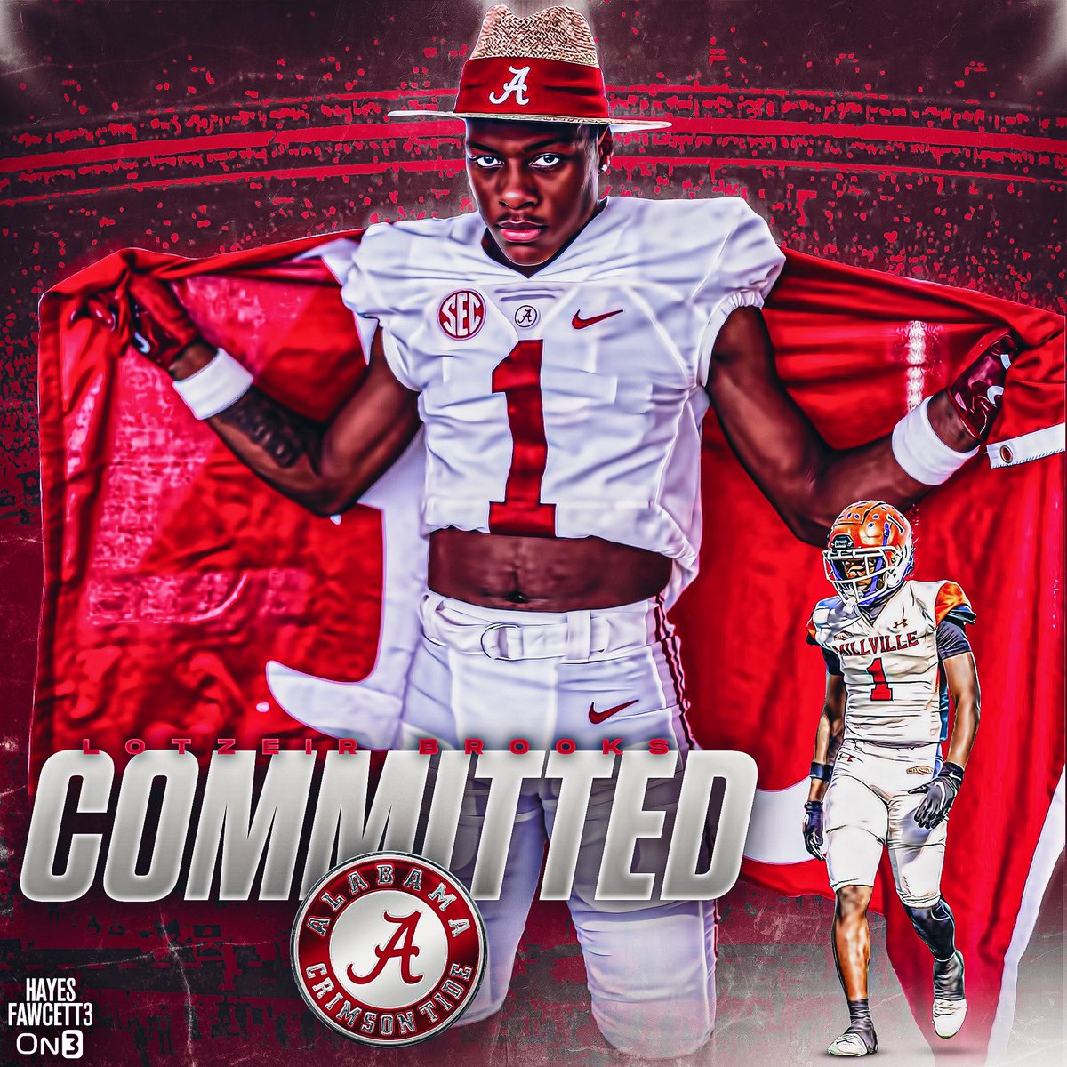 BREAKING: Class of 2025 WR Lotzeir Brooks has Committed to Alabama, he tells me for @on3recruits The 5’10 180 WR from Millville, NJ chose the Crimson Tide over Kentucky and Tennessee “The world will wake up after this one.” on3.com/db/lotzeir-bro…