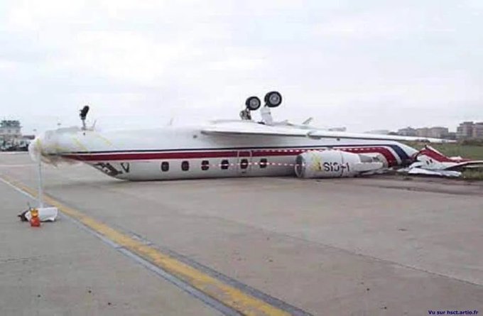 Christian Ronaldo's private jet, after being slightly touched when refuelling.