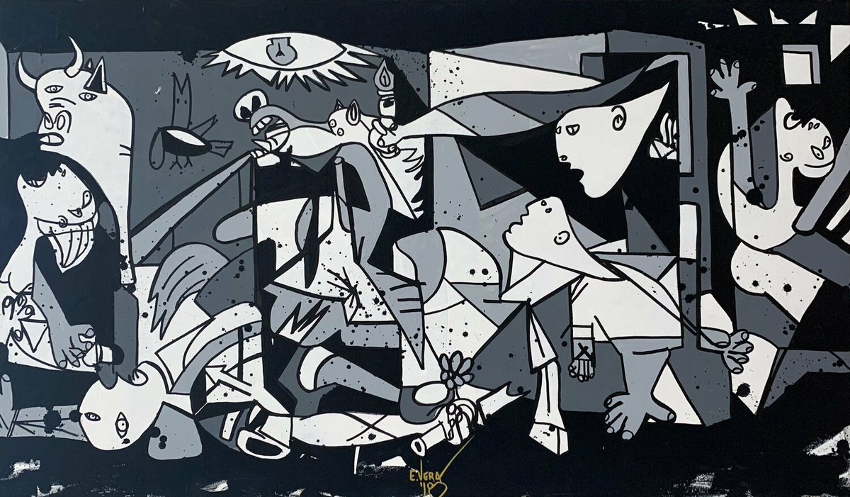 2. Dünya Savaşı sırasında Nazi işgali altındaki Paris'te yaşayan Picasso, Gestapo tarafından sorgulanır. Nazi subayı, ressamın evinde Guernica'nın fotoğrafını görünce 'Bunu siz mi yaptınız?' diye sorar ve Picasso'dan 'Hayır siz yaptınız' cevabını alır.
#SavaşaHayır
#Iran 
#Israel