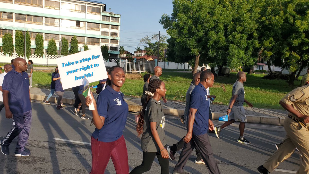 Some @myhealthjogging  members in #WalktheTalk walkathon prepared by @WHO_Tanzania
Thanks for  good coordination of @muhimbiliuniver student leaders 
@LosOriginales9 @AlfredJubilate.

#MyHealthMyRight
#WorldHealthDay2024